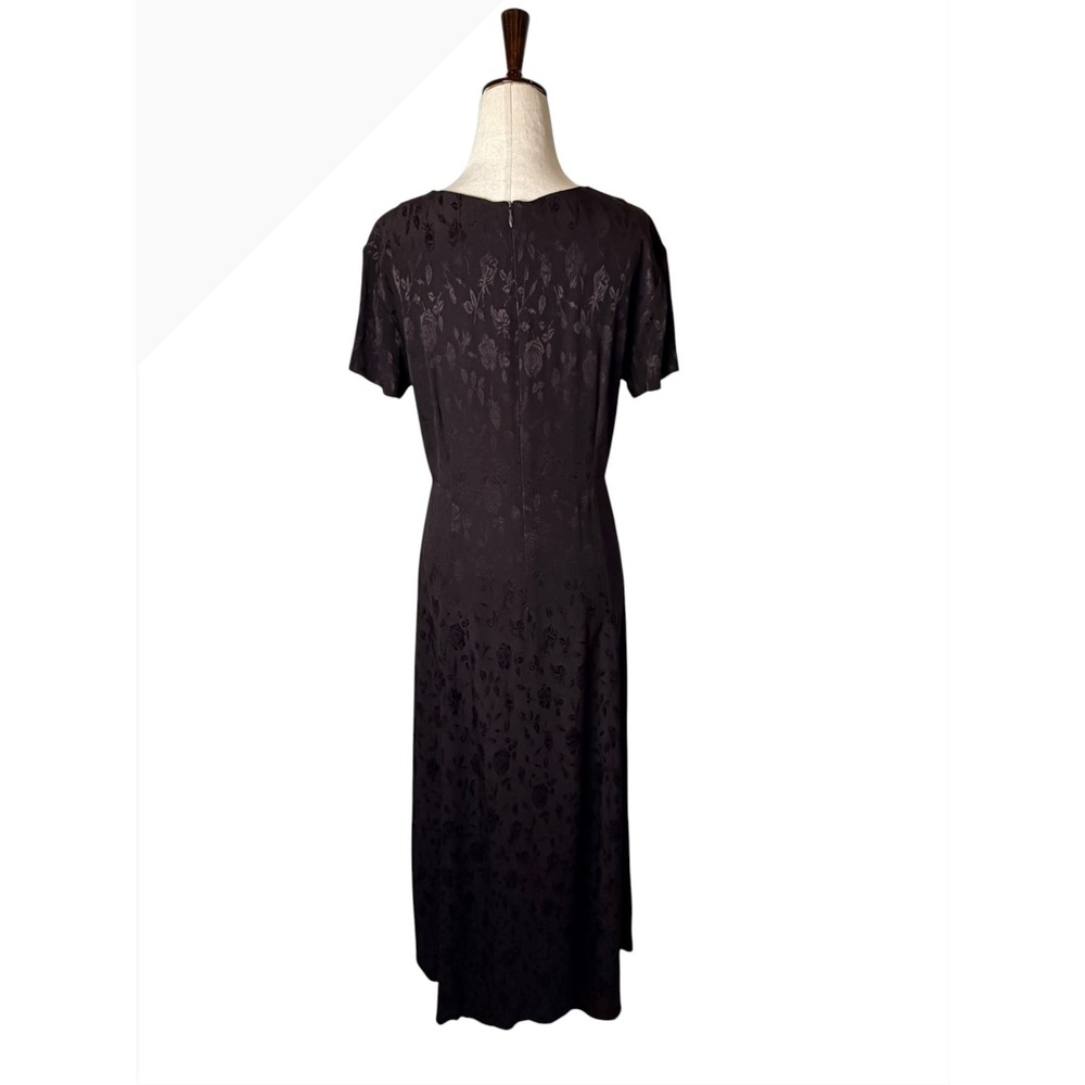 Laura Ashley Vintage 90s Dress Women 8 Brown Floral Jacquard Maxi Cottagecore - Picture 3 of 11